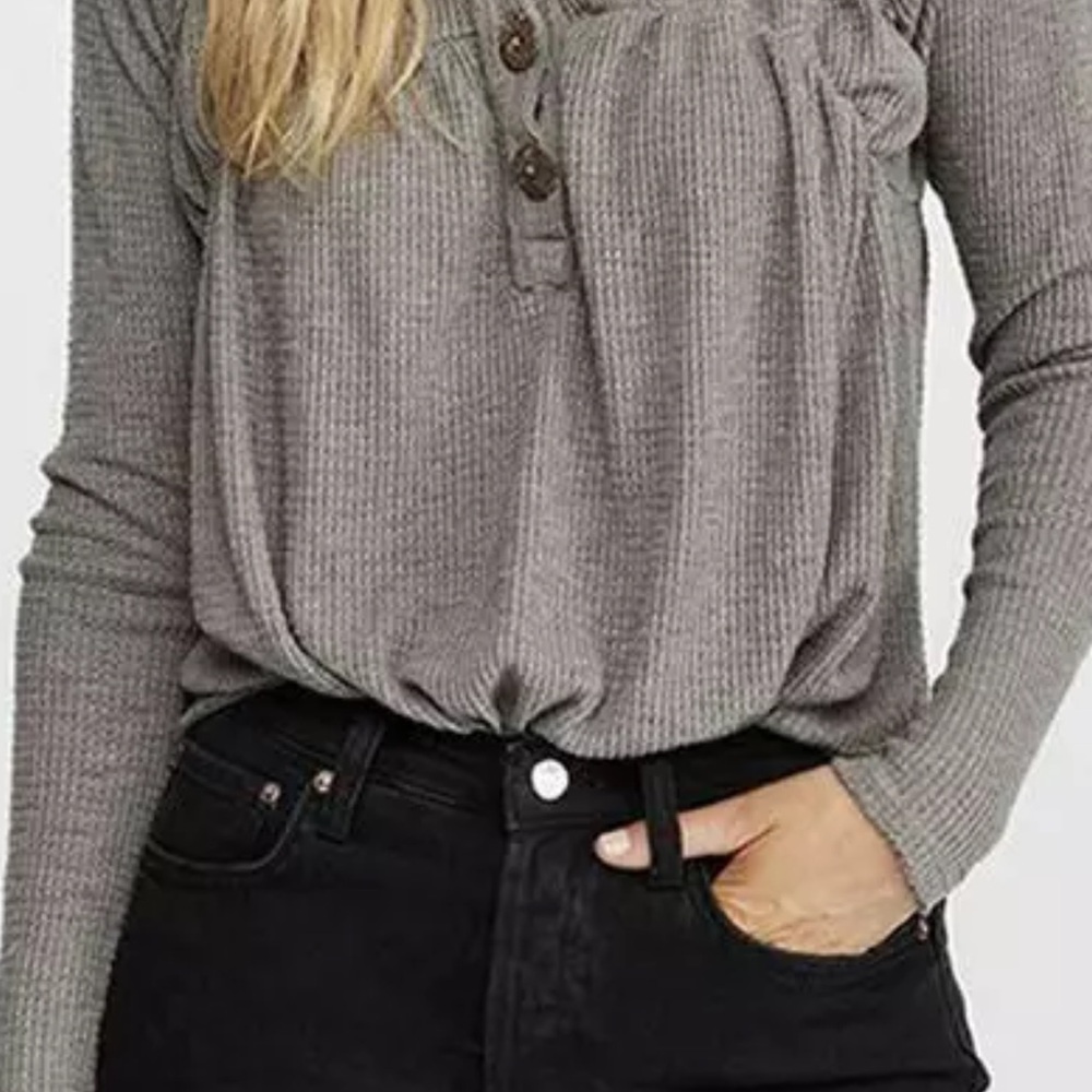 Free People We the Free Henley Waffle Knit Thermal Top - Picture 9 of 11